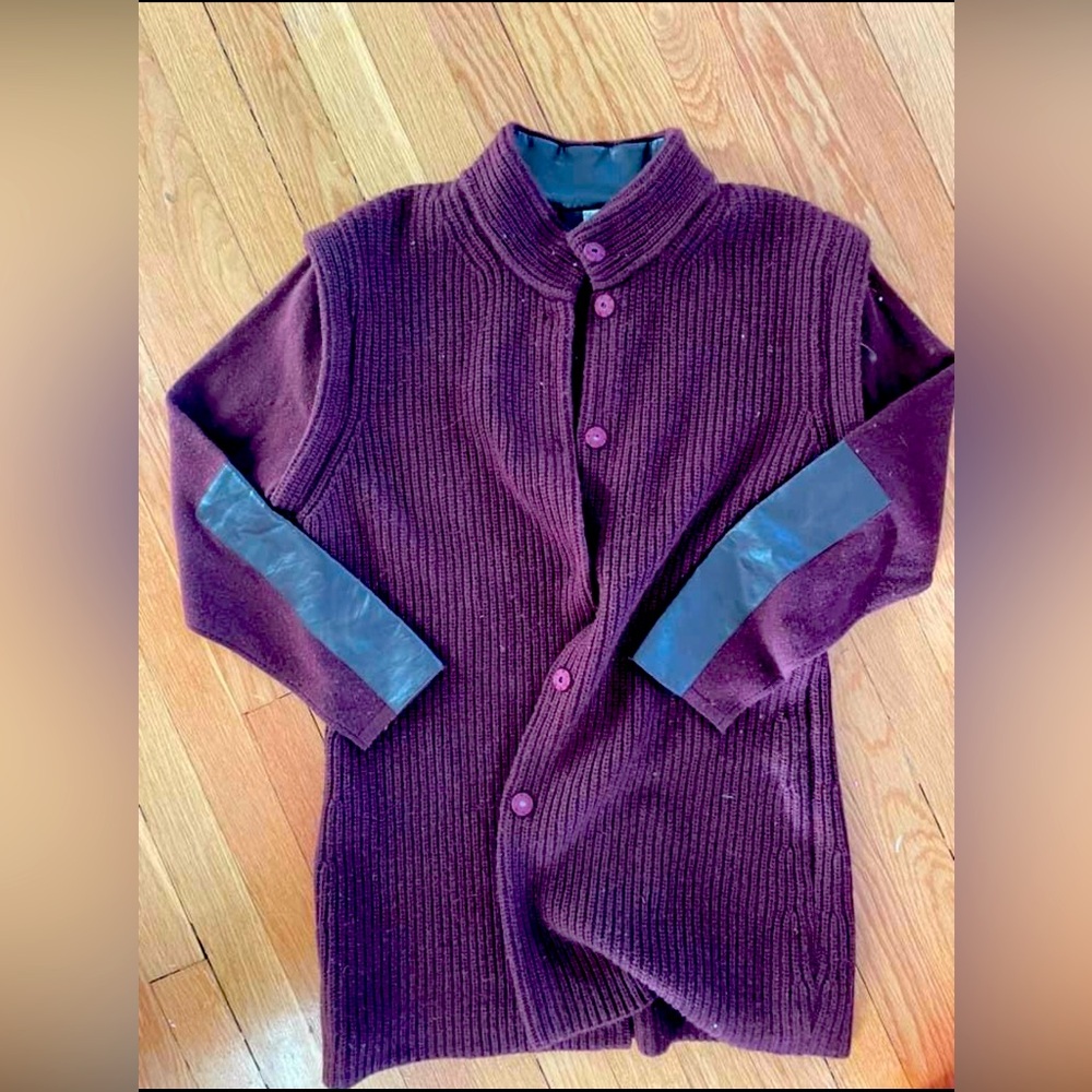 Saks Fifth Avenue cashmere and leather cardigan